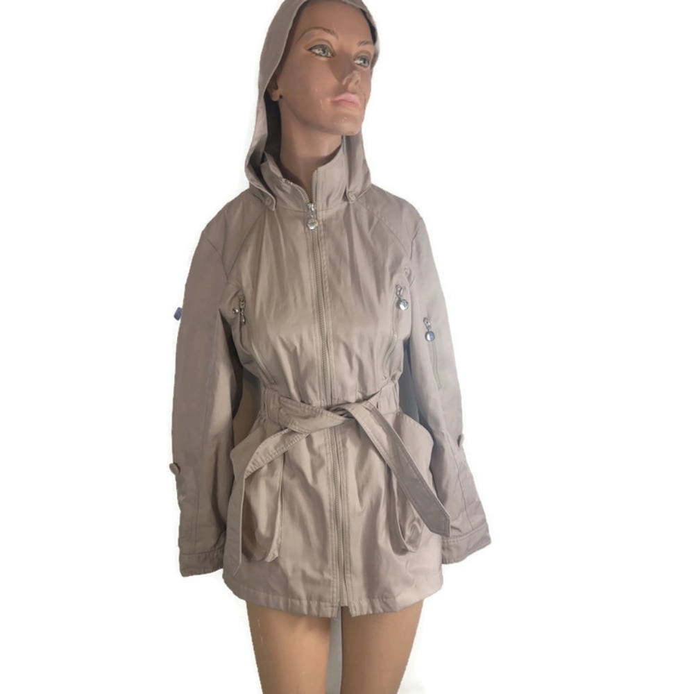 Betsy Johnson Active 5 Pocket Utility Jacket With Removable Hood Size Small